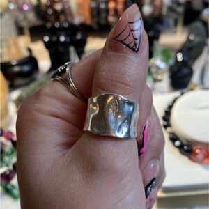 Hammered Silver Adjustable Ring